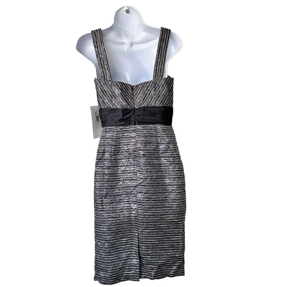 NWT THEIA 2 Metallic Striped Sheath Sleeveless Dress - Picture 2 of 15